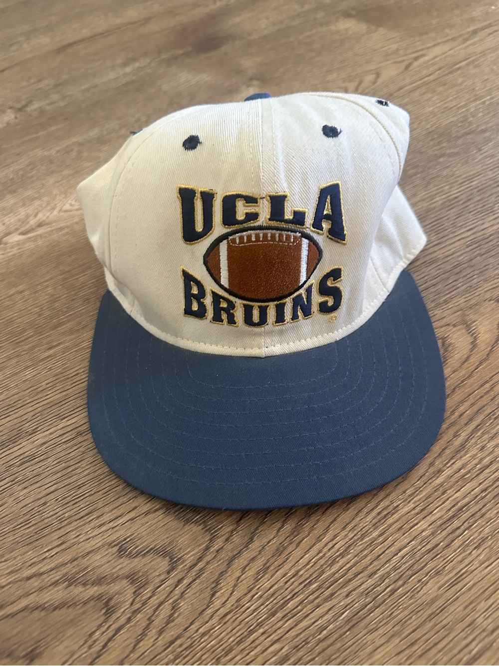 UCLA Bruins White and Blue Vintage Football Snapback Hat